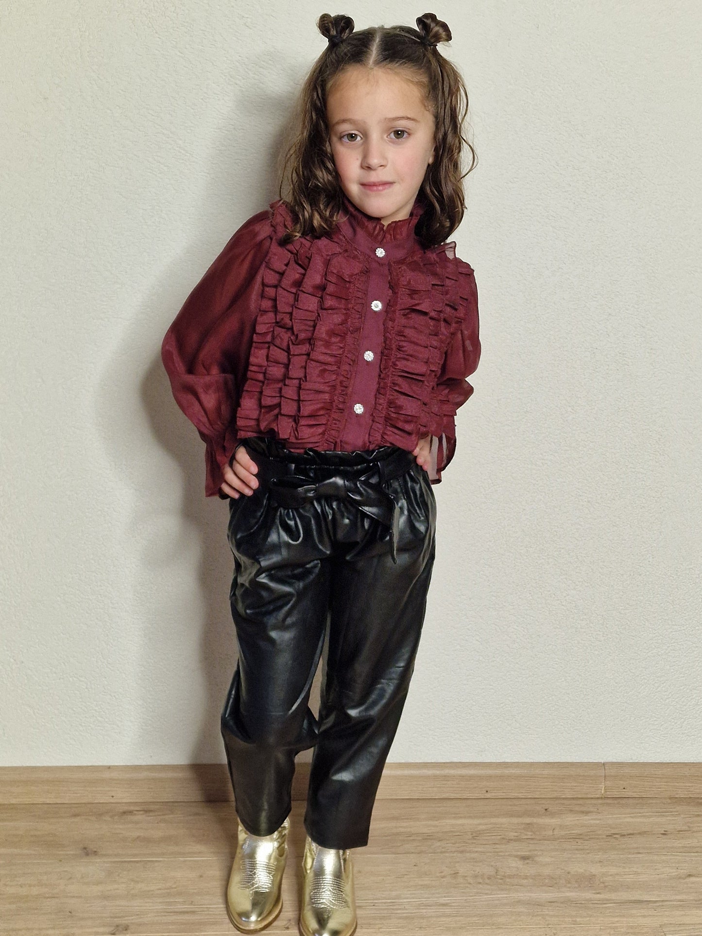 Ruby Ruffle Blouse Bordeaux