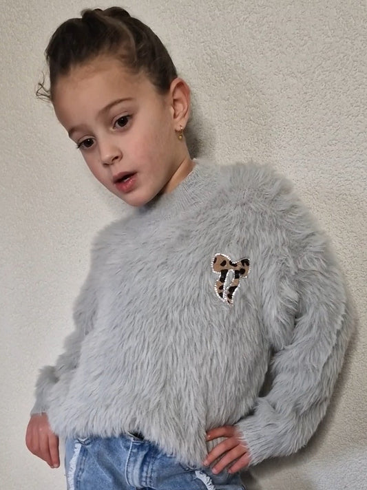 Fluffy Bow sweater - Pinkish Flamingo