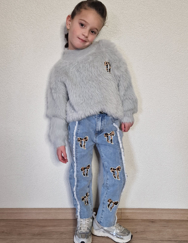 Fluffy Bow Sweater - Pinkish Flamingo