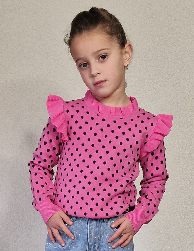 Polka Dots Ruffles Pink - Pinkish Flamingo