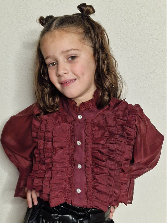 Ruby Ruffle Blouse Bordeaux