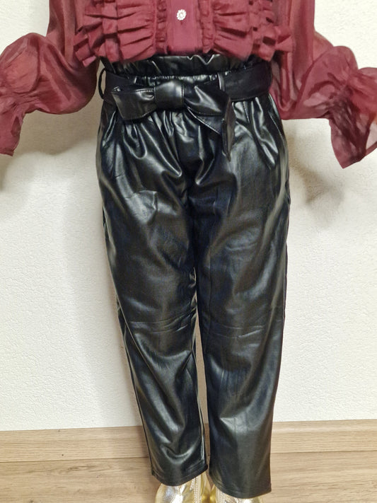 Chica Leatherlook Pants - Pinkish Flamingo