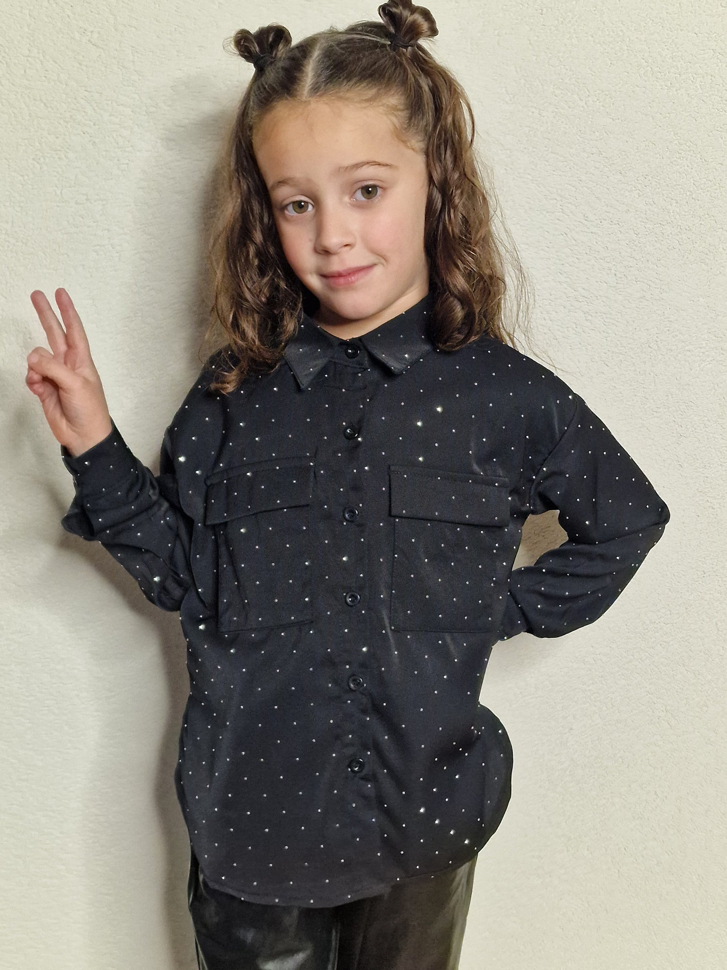 Midnight Sparkle Blouse black- Pinkish Flamingo