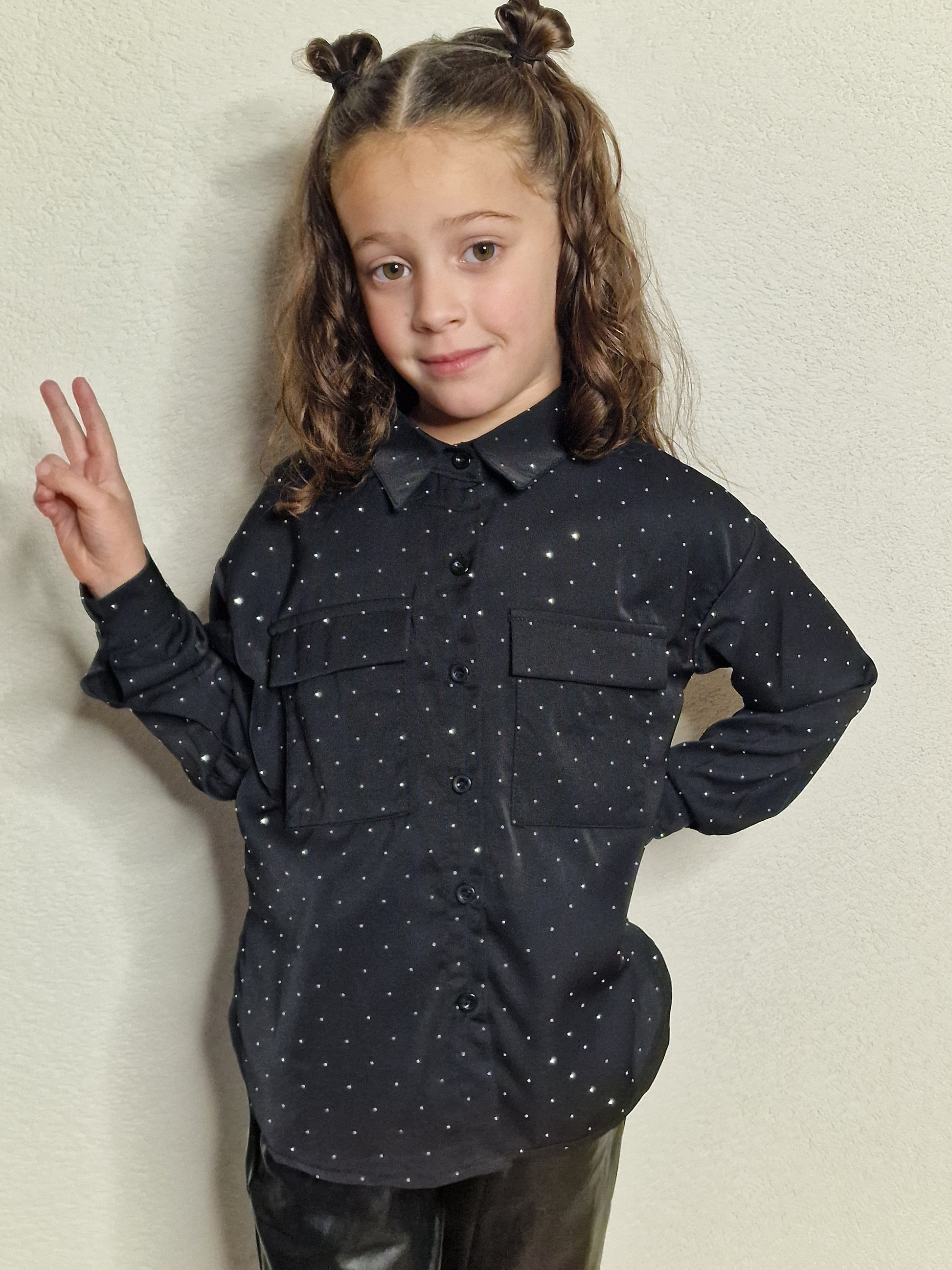 Midnight Sparkle Blouse black- Pinkish Flamingo