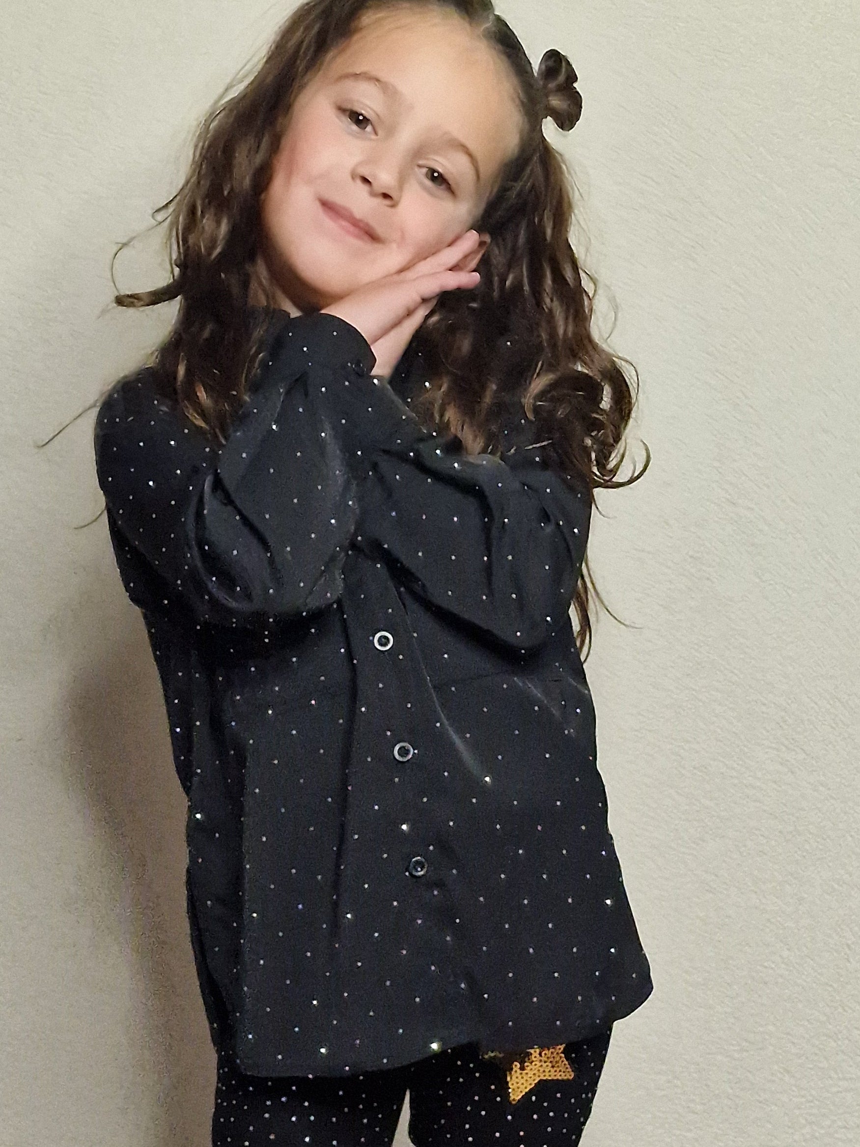 Midnight Sparkle Blouse black- Pinkish Flamingo