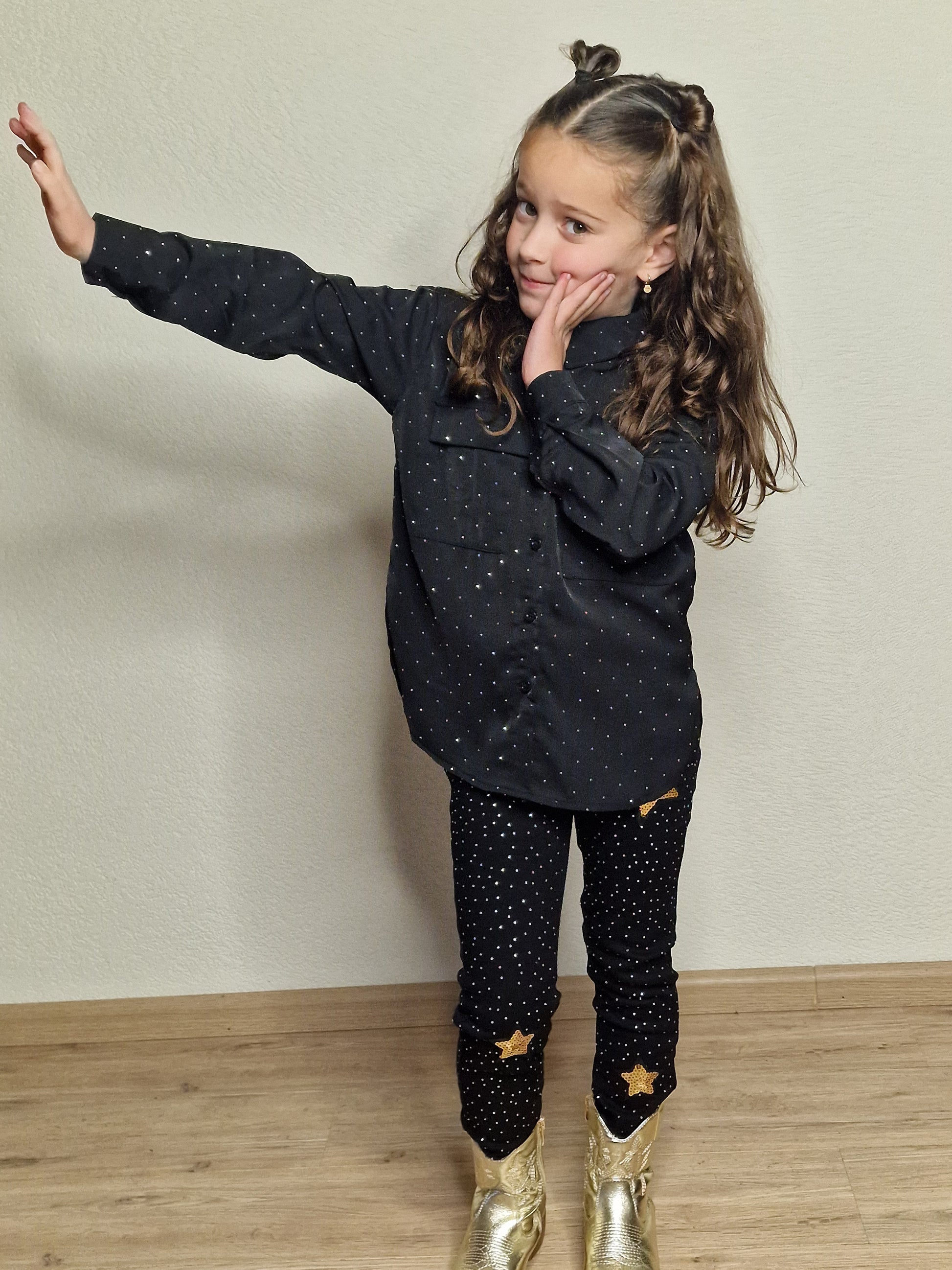 Midnight Sparkle Blouse black- Pinkish Flamingo