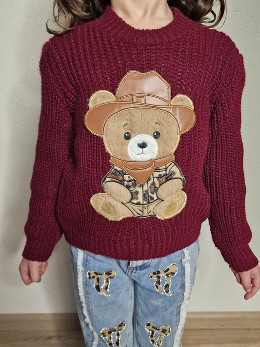 Teddy Charm Knit Bordeaux