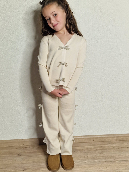 Comfy 2-delig pak met strikjes beige - Pinkish Flamingo